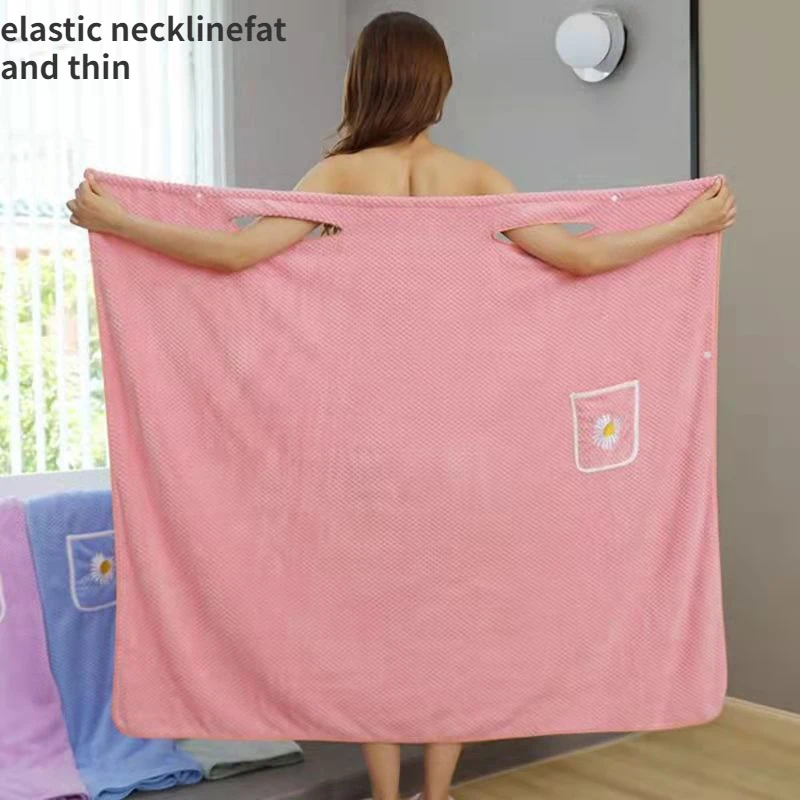 Wearable Bathrobe Household Women Wrap Adults Absorb Water Pure Cotton Dry Hair Skirt Long Style Bathroom Washable Bath Towel