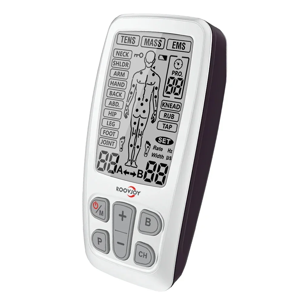 

Tens Unit Electric Muscle Stimulator Machine, Two Channel EMS Unit for Shoulder, Neck, Back, Legs, Arthritis, Sciatica & Carp