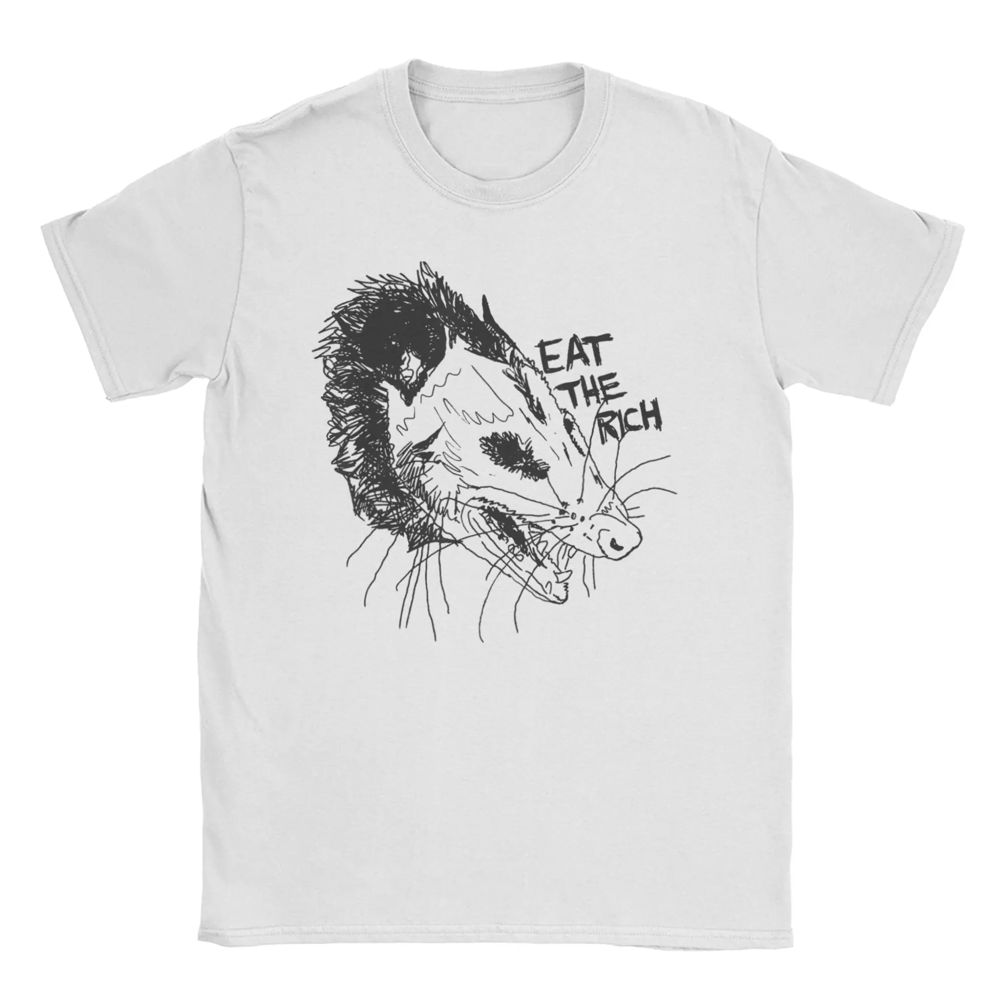 Possum Eat The Rich Feed The Poor Trash Squad Opossum Lovers T Shirts Men Pure Cotton T-Shirt O Neck Tees Short Sleeve Tops