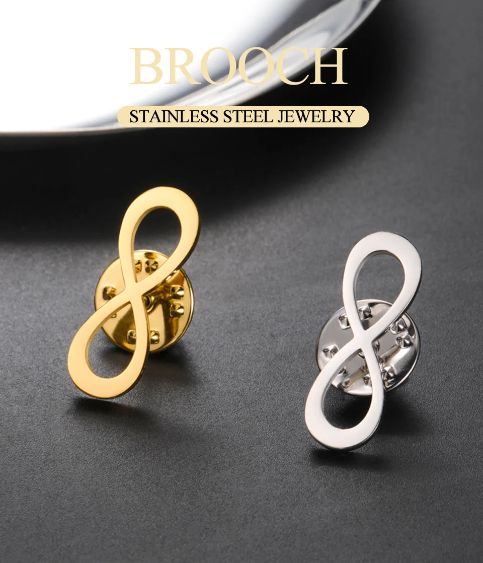Dawapara klassische Unendlichkeitssymbol-Brosche, endlose Liebe und Freundschaft, Anstecknadel, Edelstahl-Accessoires – Detail 1