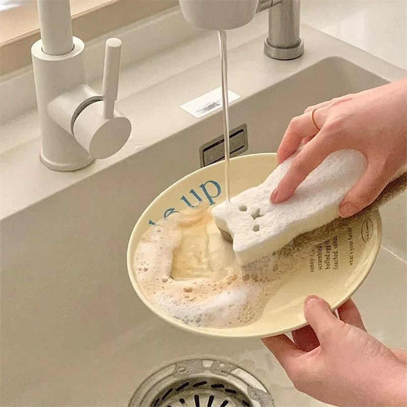 4Pcs Cat Sponge Scouring Strong Water Absorption Dishwashing Sponge Rust Cleaning Tool Washing Dishes Kitchen Gadgets