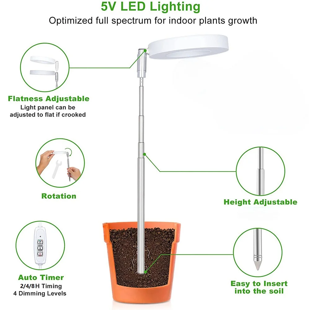 LED تنمو ضوء الطيف الكامل مصباح النبات قابل للتعديل عكس الضوء تزايد مصباح LED الزراعة المائية مصباح مع الموقت للضوء النباتات الداخلية #4