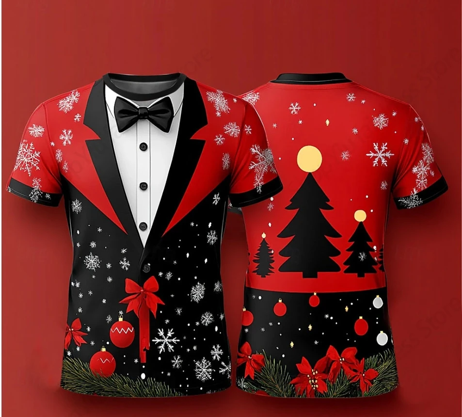 New fashion Christmas 3d Print Tshirt Men Women Fashion T-shirt Kids Hip Hop Tops Tees Santa Claus T shirt Red
