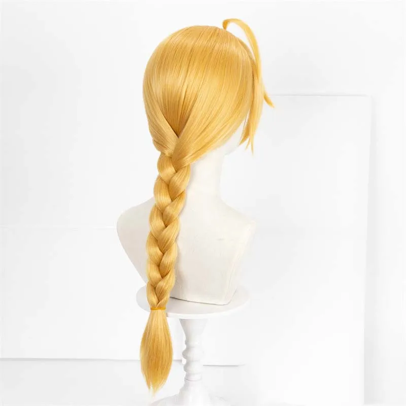 Parrucca da uomo in fibra ad alta temperatura cosplay intrecciata bionda Fullmetal Alchemist Edward Elric