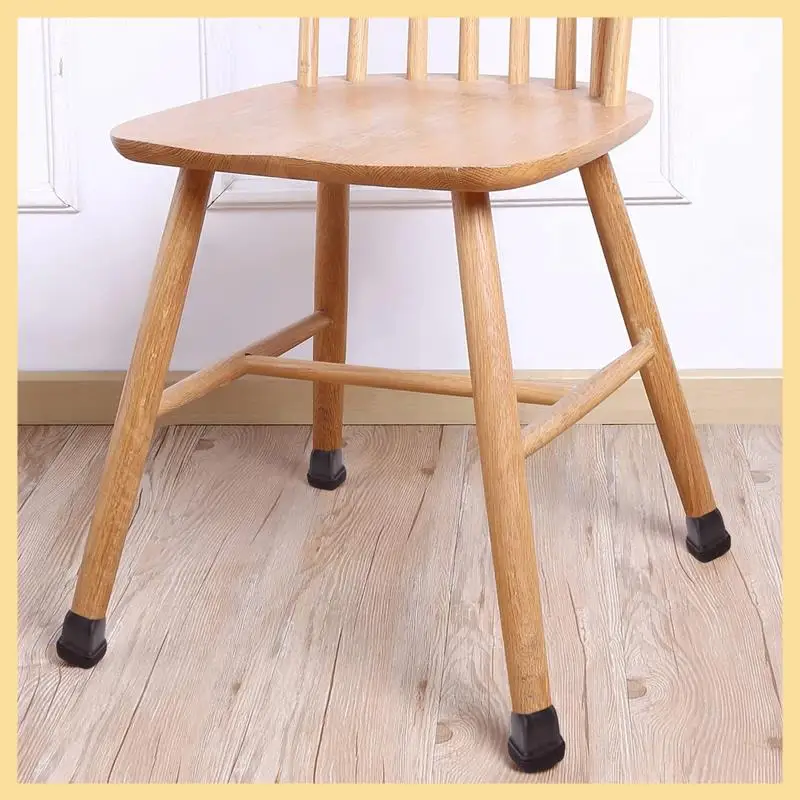 BUENO-16 protectores de suelo para patas de silla de silicona marrón, gorros cuadrados para patas de silla con fieltro envuelto