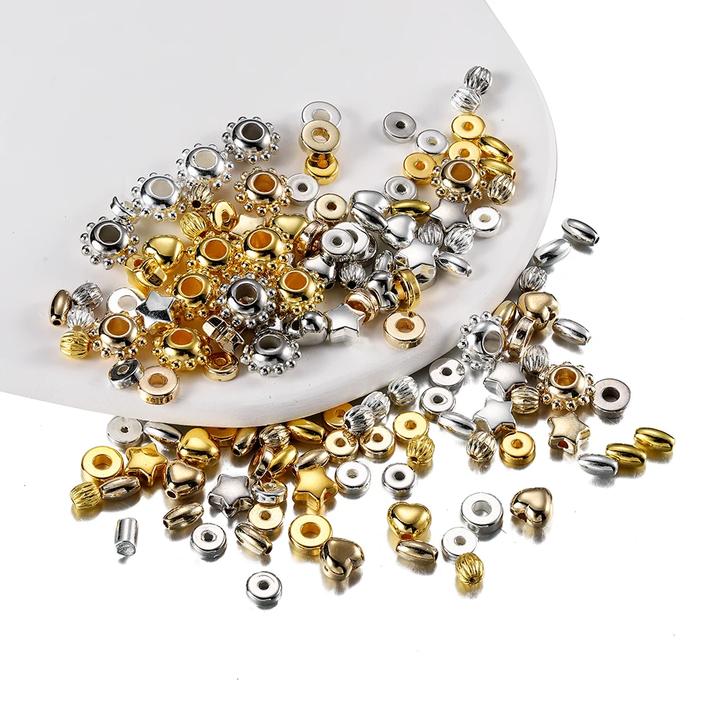 200-400Pcs CCB Mehrere Stile Charme Spacer Perlen Rad Perle Flache Runde Lose Perlen Für DIY Schmuck Machen liefert Zubehör