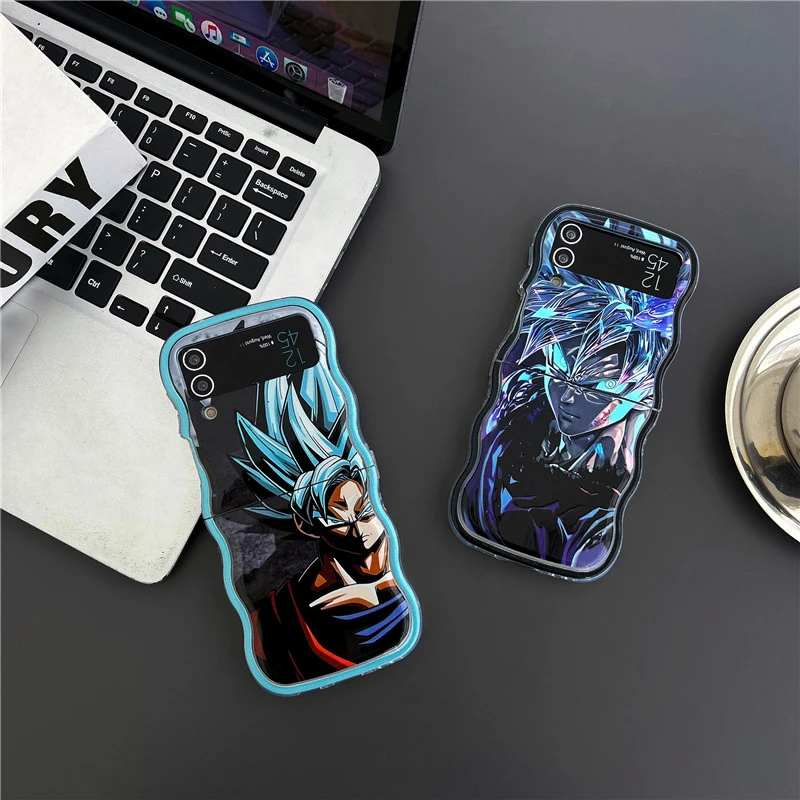 Fashion Cool Japan Anime D-Dragon Ball Son Goku Saiyan Phone Case For Samsung Galaxy Z Flip 7 6 5 4 3 Soft Wavy edge Cover