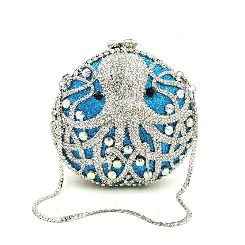 

Ladies handbag Bridal wedding party purse women evening party bag diamonds animal octopus crystal clutches elegant crystal purse