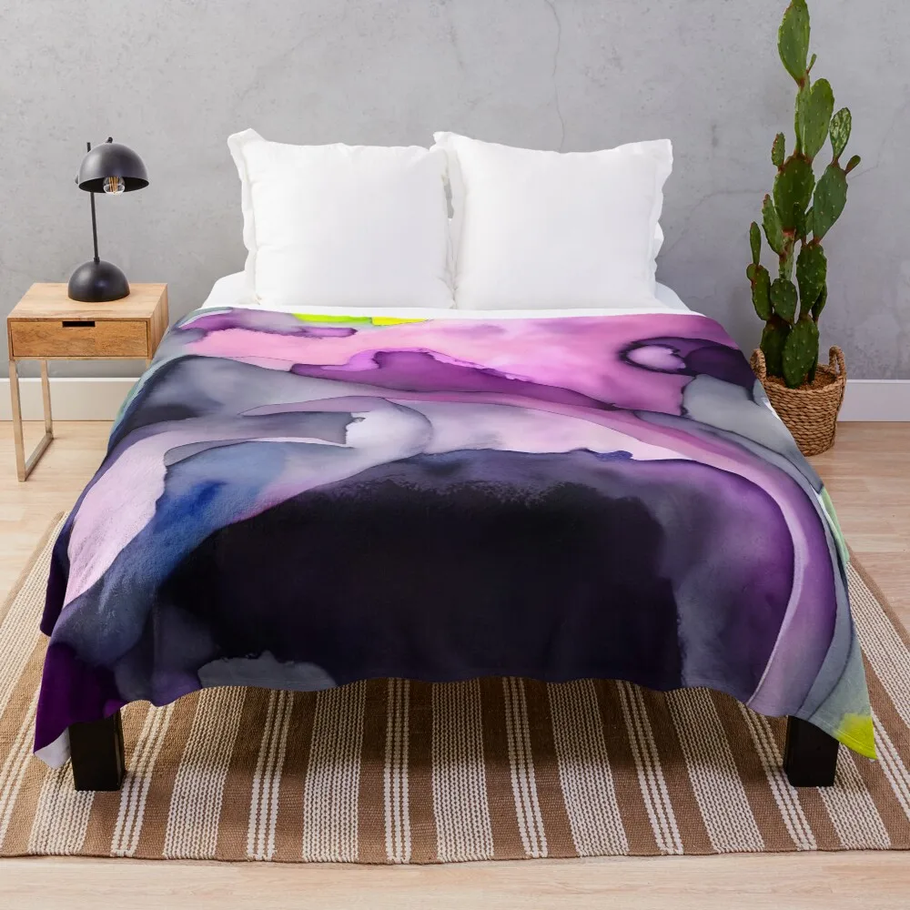 

Violet Fusion: Multicolored Watercolored Inspired Art Print - New Original and Unique Art Throw Blanket