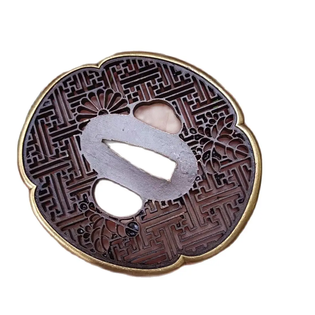 Fine A Set Sword's Part Tsuba Kashira Fuchi Menuki Guard Red Copper For Japan Katana Samurai Blade Knives Dagger