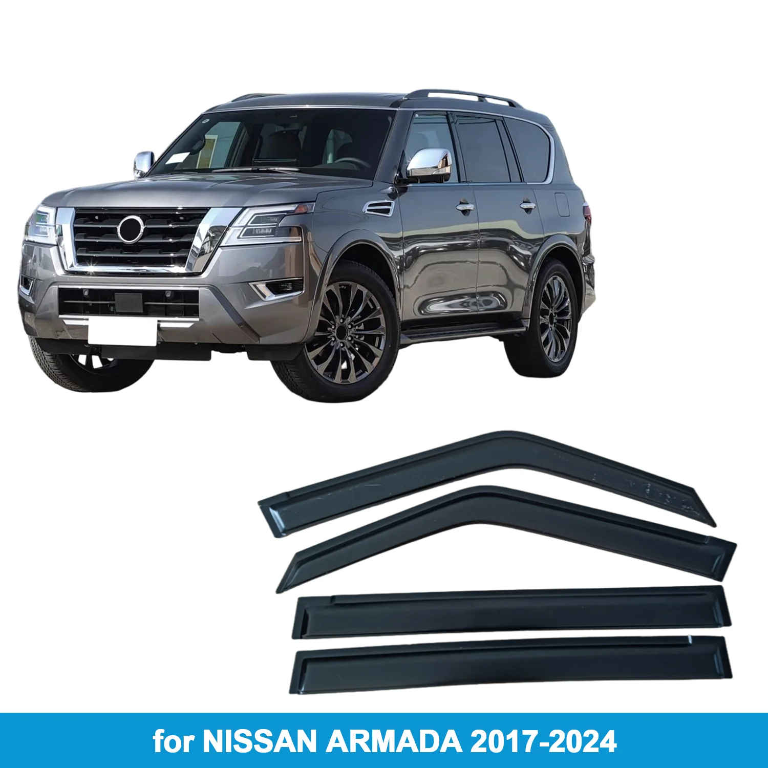 

Дефлекторы окон (ветровики) для NISSAN ARMADA Y62 2017-2024, защита от дождя, боковые вентиляционные накладки, внешнее крепление на липучке