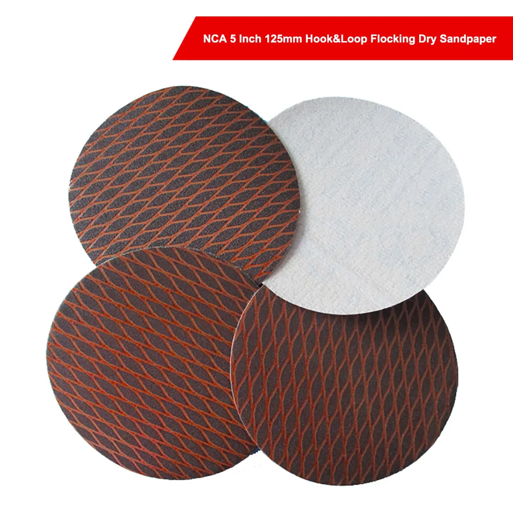 

NCA 5 Inch 125mm Hook&Loop Flocking Dry Sandpaper Disc 80 120 180 240 Grit Self-adhesive Sanding Paper Polish Abrasive Tools