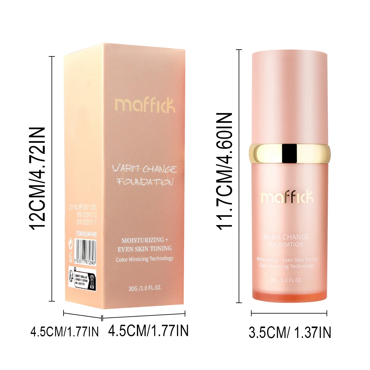 รองพื้นเปลี่ยนสี 4 in 1 ให้ความชุ่มชื้น SPF 30+ บำรุงผิว ติดทนนาน กันน้ำ ปกปิดดี เหมาะสำหรับพกพา