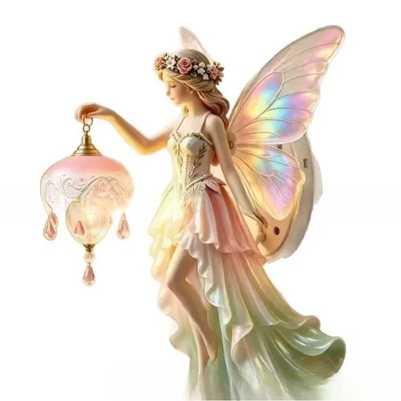 Nordic Creative Flower Fairy Wall Sconce Dreamy Night Light Home Decor Figurine