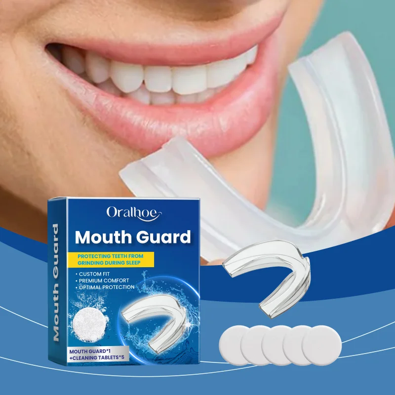 

Nighttime Teeth Guard Set - Oral Care Protector For Grinding Prevention, Comfort-Fit Mouthguard With Cleaning Tablets