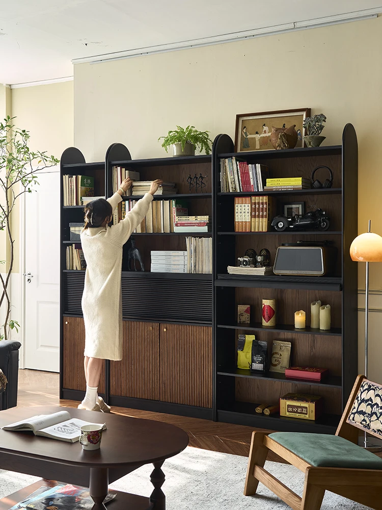French-Style Modern Bamboo Adjustable Bookcase Small Apartment Living Room Free Combination Bookshelf Magazine Cabinet Home