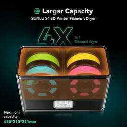 SUNLU FDM S4 Actualización Almacenamiento Ahorro Máquina Arid Mate 360 ° Surround que mantiene los volúmenes de filamentos al mismo tiempo Calentador de caja seca