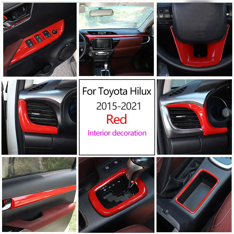 For Toyota Hilux 2015-2020 Car Styling ABS Red Car Central Control Interior Modified Sticker Full Set Of Interior Accessories