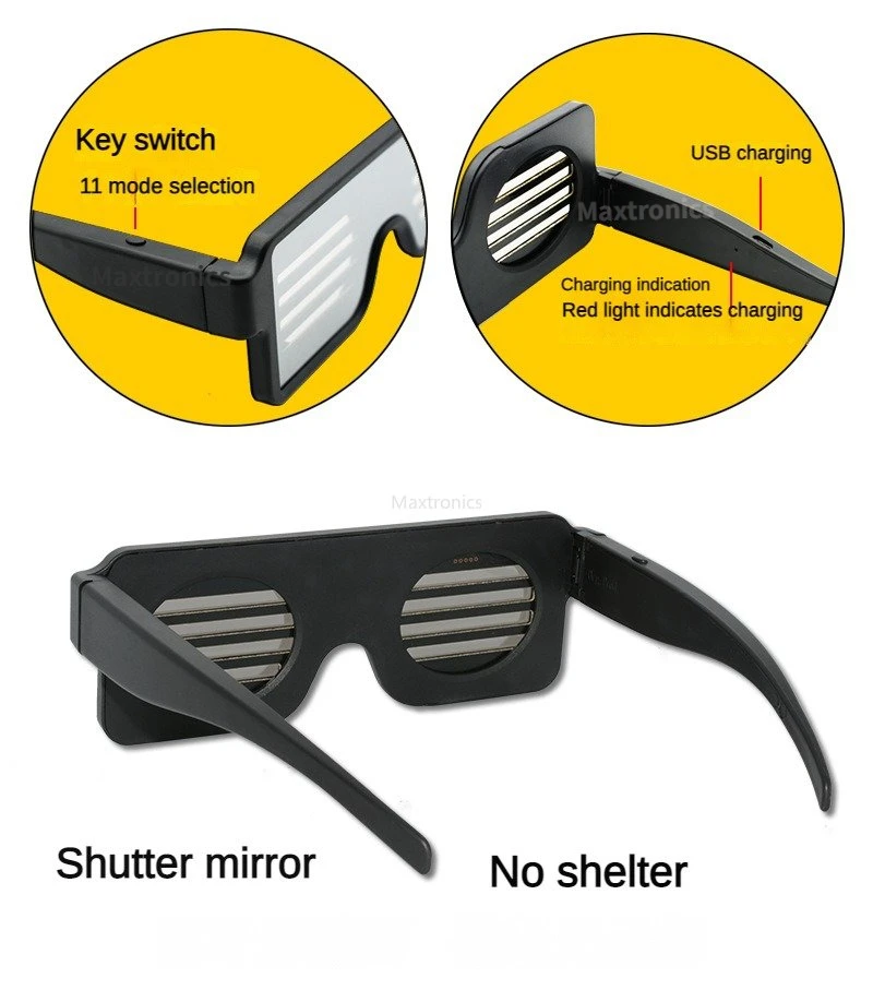 Free Shipping New LED Luminous Glasses10 Dynamic Flicker Patterns USB Charging For Disco/Bar/Party/Atmosphere Decorative Glasses