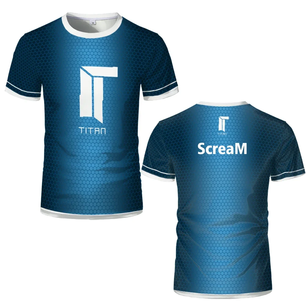 CSGO Titan Esports Club الفانيلة المشجعين التذكارية تنفس عادية س الرقبة تي شيرت للرجال والنساء CS2 برو الدوري الزي الرسمي #5