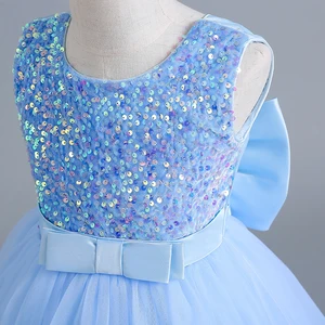 12 14 Jahre Mädchen Blue Party Kleider Pailletten Bug Gala Ballkleid für Kinder formelle Ereignisse Geburtstag Prinzessin Kleidung 6 Hauptverkaufskleider Gala -Kind - №3