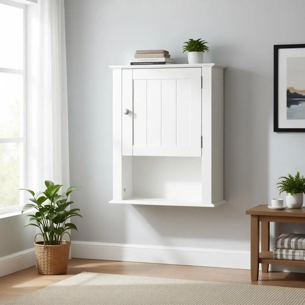 

Компактный белый настенный шкафчик для медикаментов с одной дверцей для хранения в ванной комнате