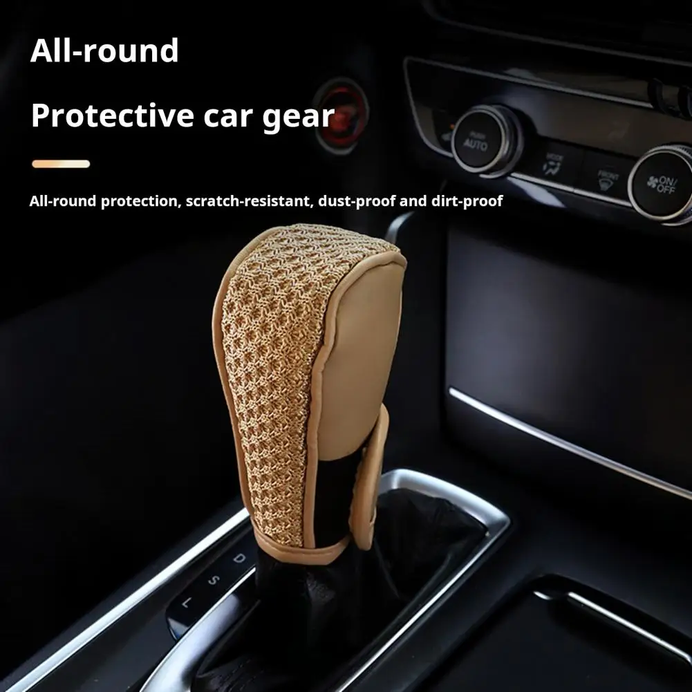 Car Gear Shifter Knob Cover Anti-Slip Automotive Gear Lever Cover Breathable Gear Handle Stick Protector Cover for SUV Truck