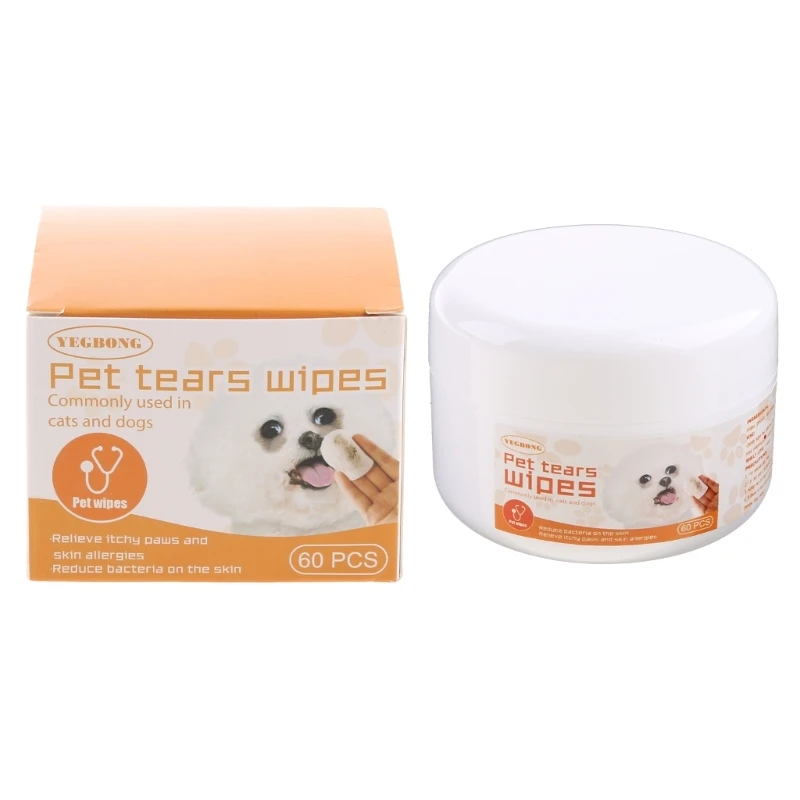 Dog and Cat Eye Wipes, Pet Tear Wipe, Stain Remover Wipes, 60 Count