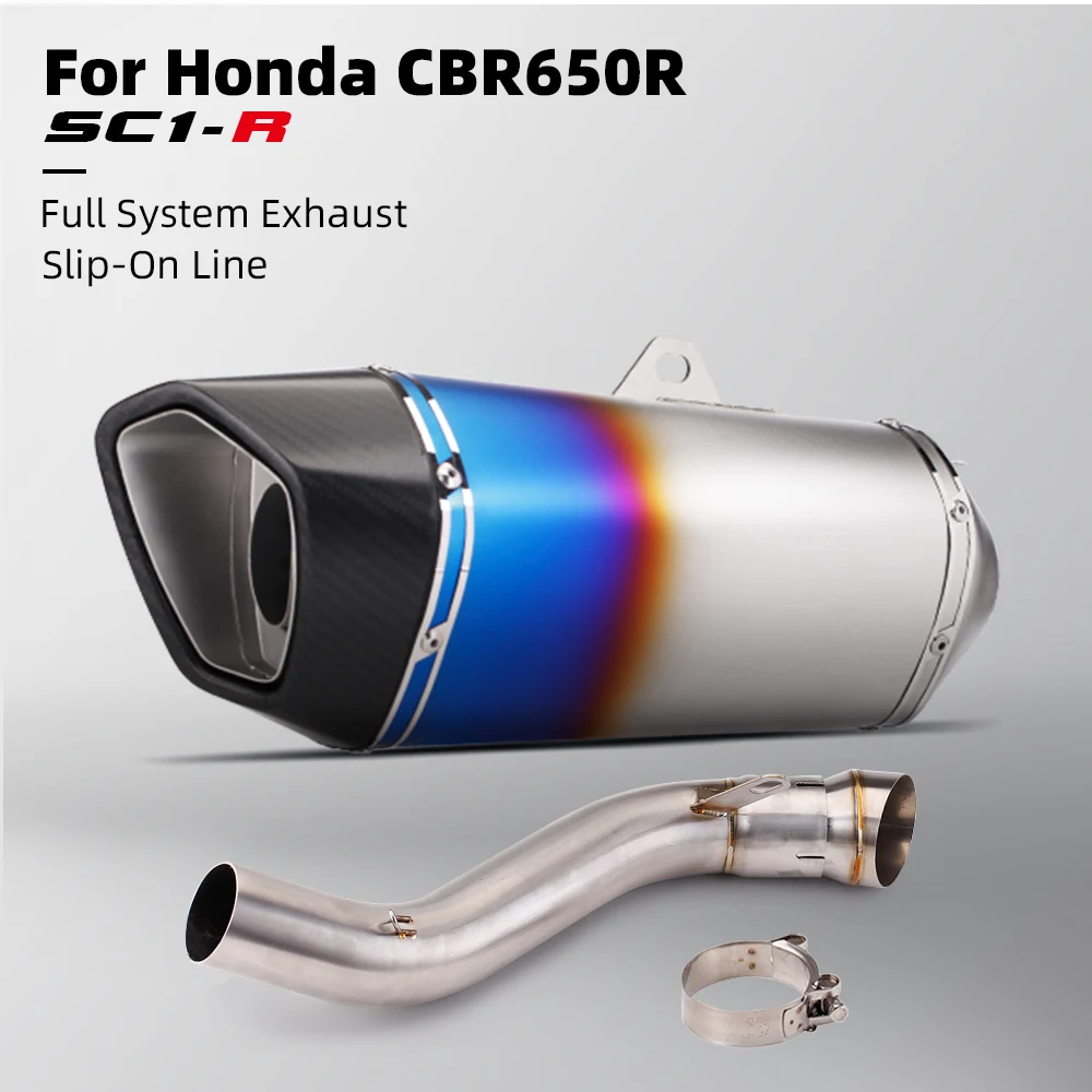 Motorcycle exhaust system modified center link pipe with carbon fiber escape silencer for CB650F CBR650F CBR650R