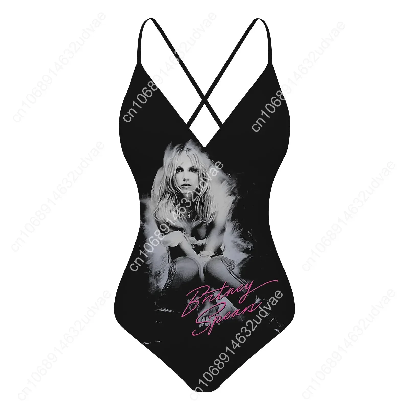 Britney Spears V-neck Halter Back Swimsuit Womens Bathing Suits Personalized Bikini Pool Party Swimwear Custom Made Beachwear