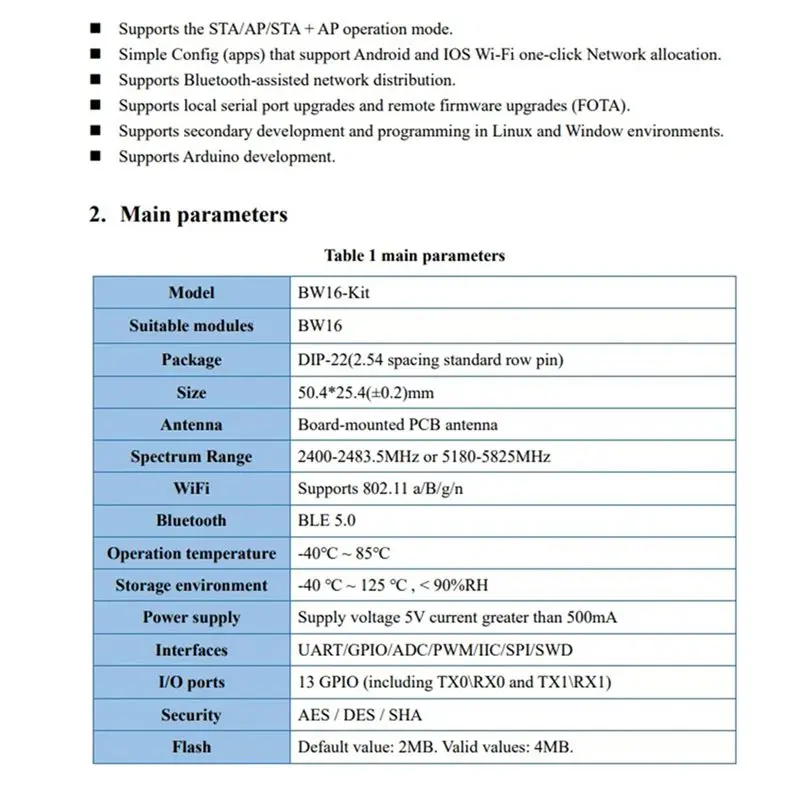 T23C 10X BW16-Kit Development Board RTL8720DN Dual-Band Wi-Fi Low-Power Bluetooth BLE Module Type-C Interface