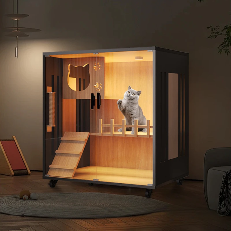 Cat Villa Wooden Large Space Multi-layer Cage Cat House Household Indoor Pet House Nest Cabinet