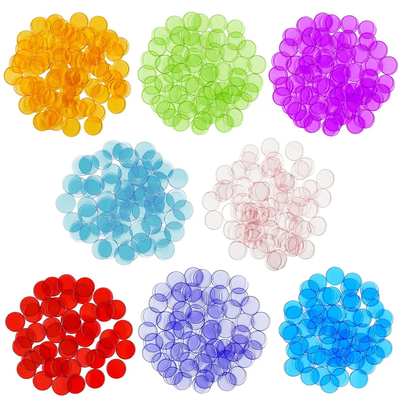 Puces de Comptage de Bingo Transparent de 19mm pour Enfant, 600/300 Pièces, Fournitures de Jeux de Maths, Fuchsia pour Salle d'Irritation