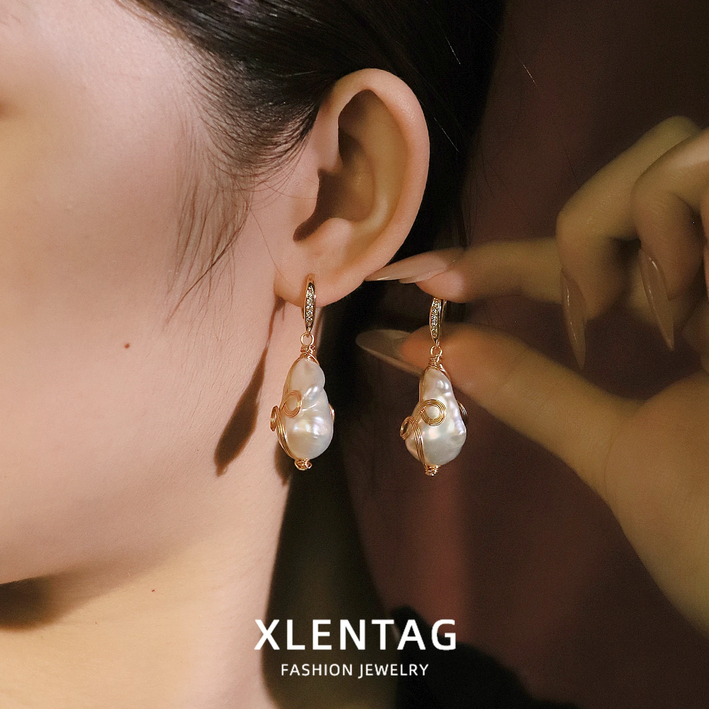 Genuine Freshwater Baroque Pearl Earring for Women Daily Party Original Design Wire Wrapped Earring European American Style Jewe