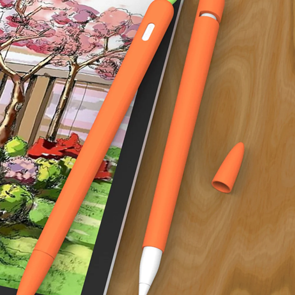 

Carrot Silicone Stylus Sleeve Orange Ergonomic Grip Cover Compatible Pencil 2 Anti-Slip Scratch Protection Reduce Finger