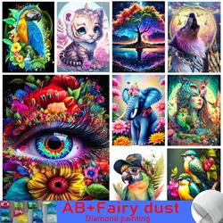 Beautiful Eyes 5D DIY 120 Colors AB Fairy Dust Diamond Painting Parrot Tiger Elephant Wolf Mosaic Embroidery Cross Stitch