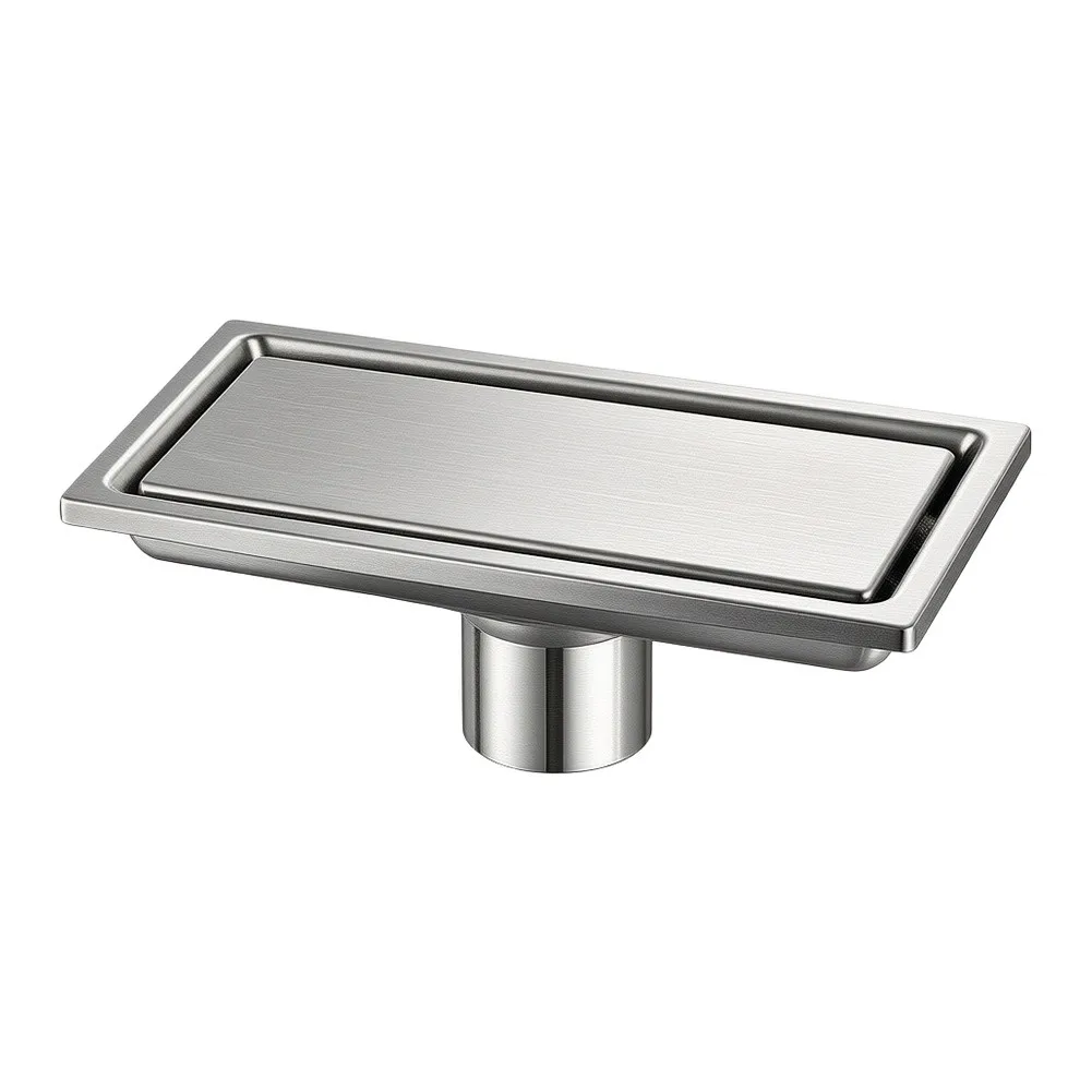 2in1 Flat Linear Shower Drain with Brushed 304 Stainless Steel Build and For Tile Insert Cover for Streamlined Wet Room Layouts