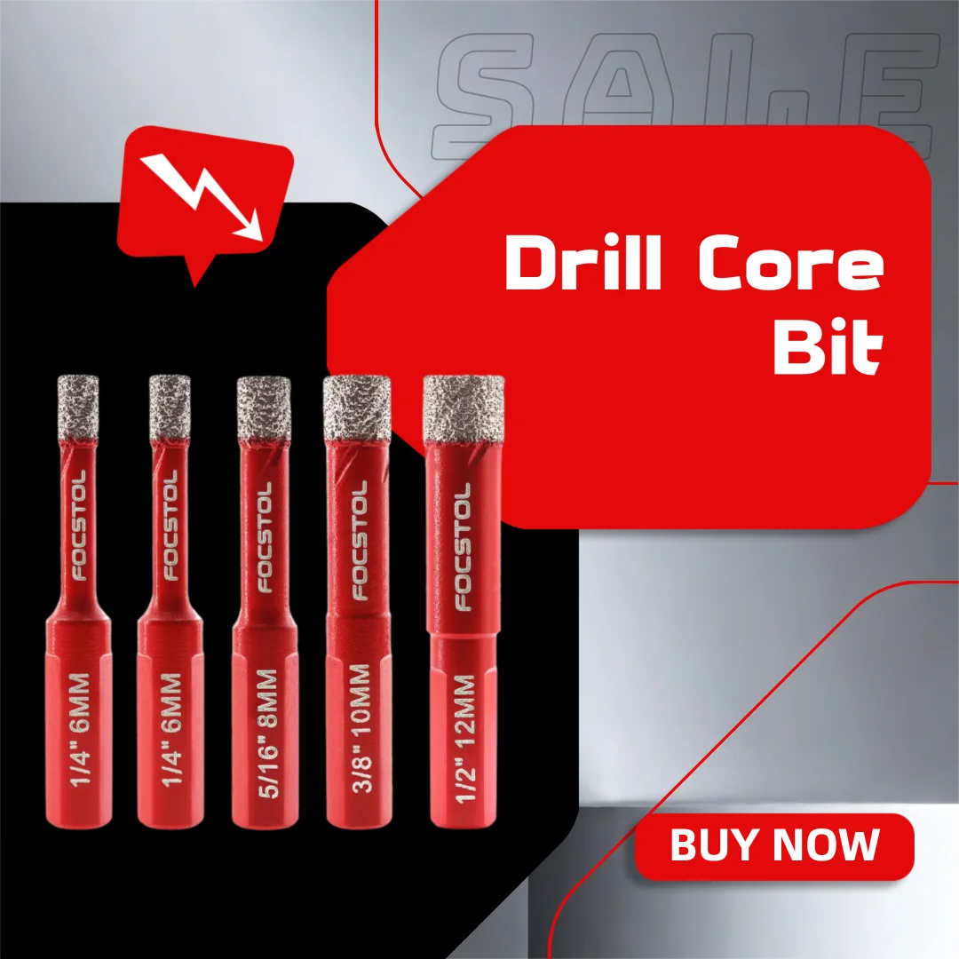 

Focstol 5pcs Diamond Drill Core Bit Hole Saw Drill Bit for Ceramic Marble Tile Granite Hole Saw Drill Core Bit