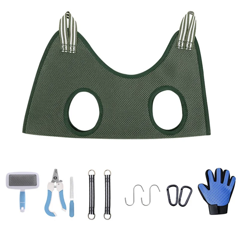 

A59T Nail Scissors Anti-Scratch Bite Fixed Bag Bath Trim Restraint Bag Pet Grooming Hammock Hanging Pet Supplies Set