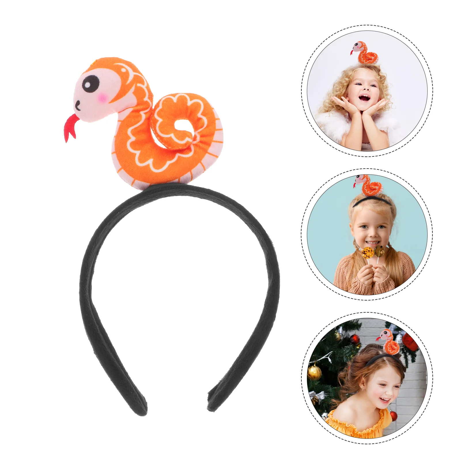 Plush Snake Headband 2025 Chinese Snake Zodiac Plush Toy Snake Costume Headwear Fun Dress Up Animal Ear Headwear For Halloween C