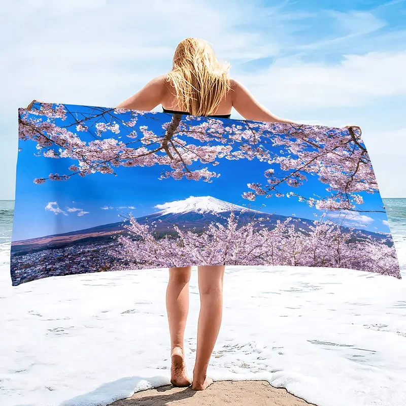 Serviette de plage absorbante à séchage rapide, serviettes de bain roses japonaises sans fleurs pour la natation, le spa, la piscine et le sport