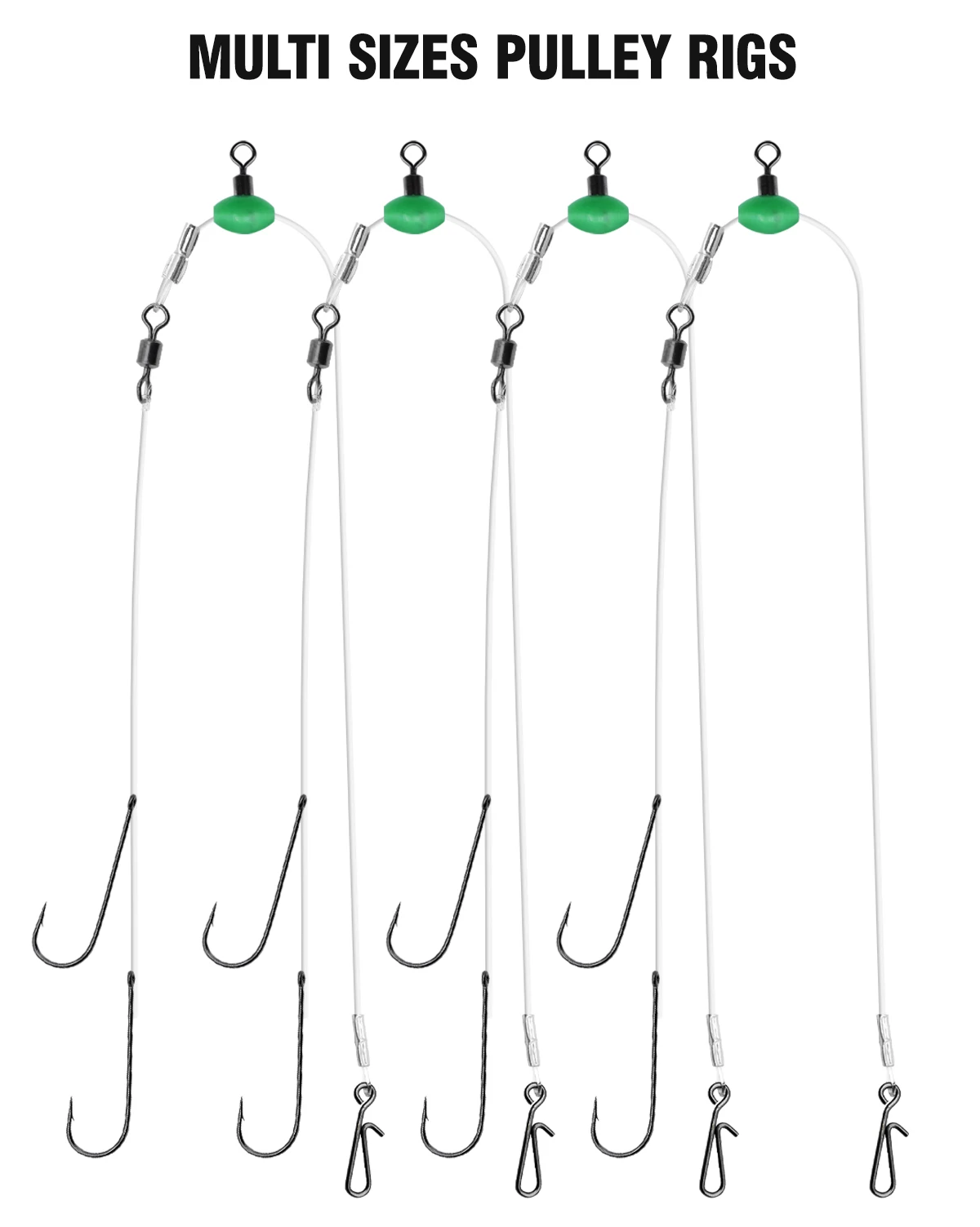 ZYZHE 1/3/5 Stück Meeresfischerei-Rollenrigs mit Doppelhaken, vorgebundene Angelrigs für Strand- und Uferfischerei auf Flunder, Whiting, Barsch – Detail 1