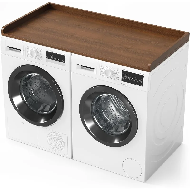 Washer Dryer Countertop, Laundry Wood Shelf Topper with Edge Organization (Brown Wood)