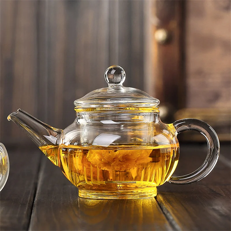 250ml Mini Small Glass Teapot With Filter Kung Fu Tea Maker Teaset Household Heat Resistant Flower Tea Pot Teaware