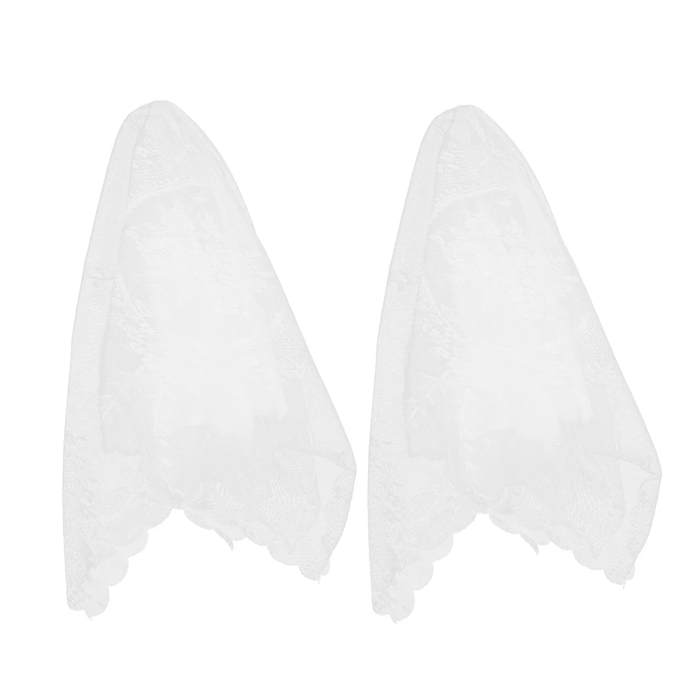 

2pcs Makeup Mirror White Lace Doilies For Furniture Dresser Top Cover Boho Crochet Tablecloth Nightstand Cover Cloth Soft