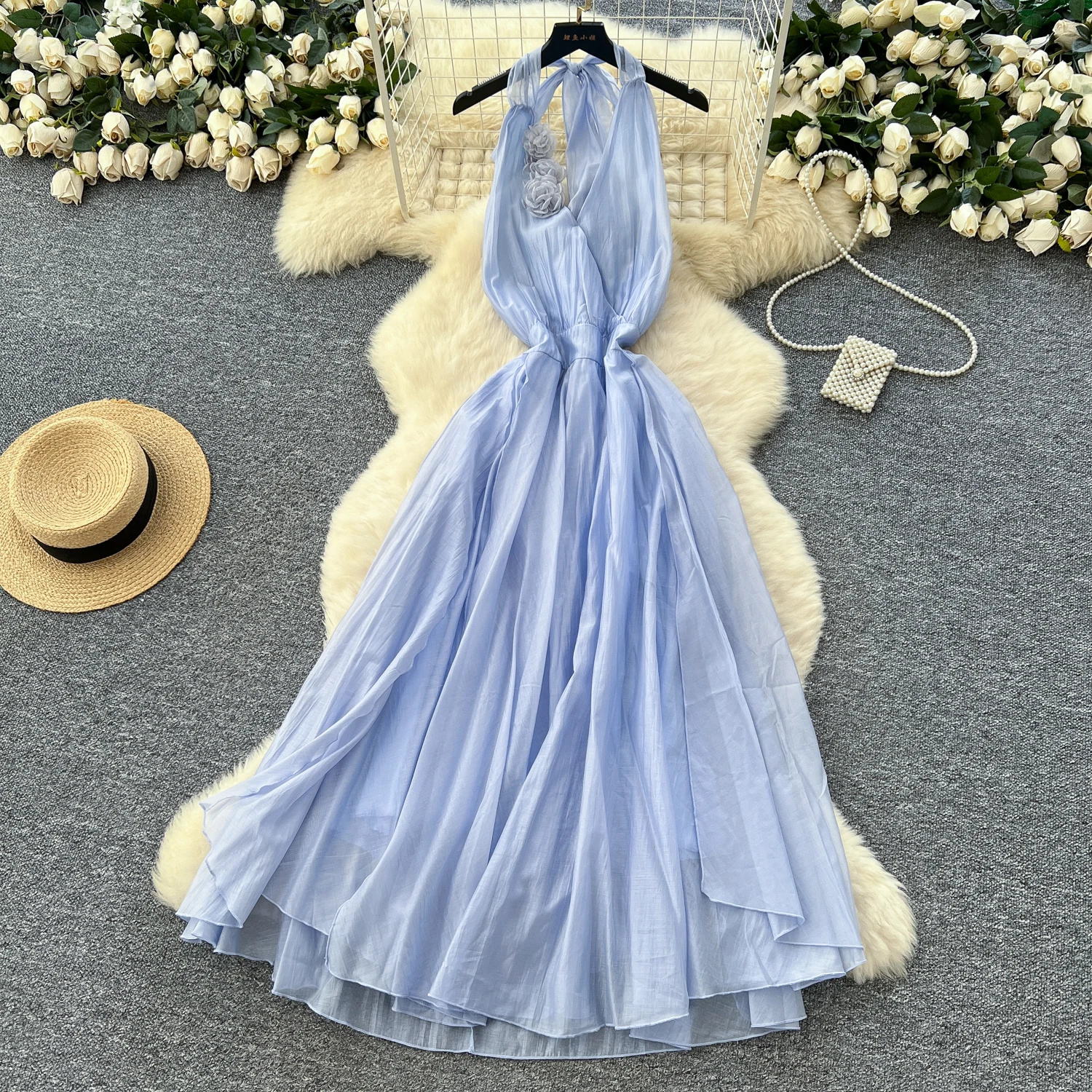 

Повседневное трехмерное облегающее сетчатое платье с разрезом, французская уличная одежда, женская одежда, церемониальные платья