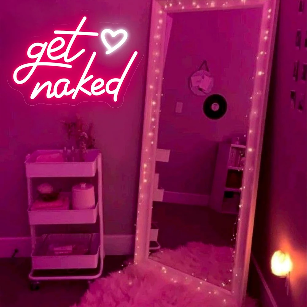 Get Naked Insegna al neon, Insegne per decorazioni da parete a LED con luce al neon per camera da letto, bagno, decorazioni per la stanza, San Valentino, coppia, fidanzati