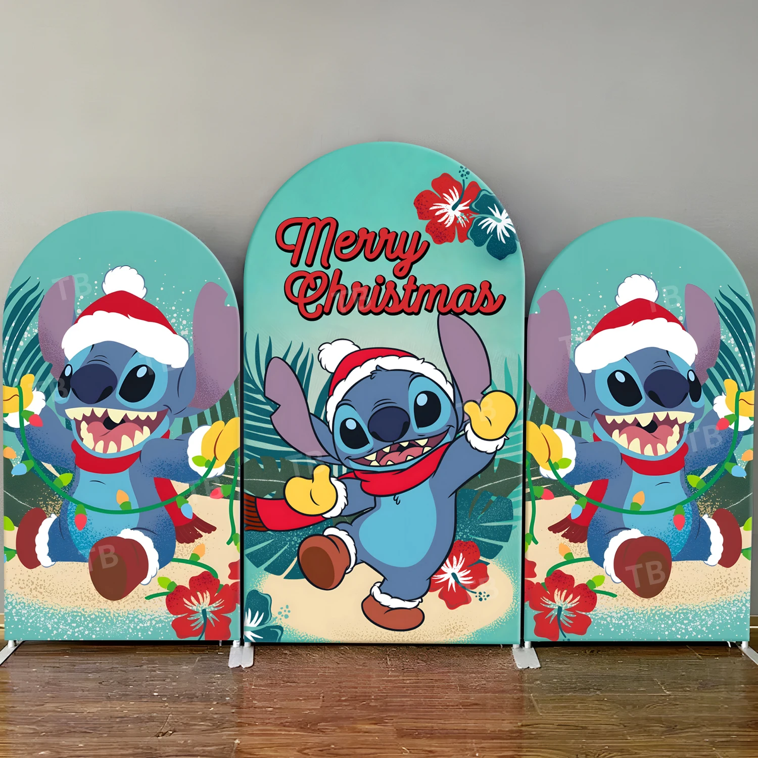 

TB Merry Christmas Stitch Arch Backdrop Cover for Festival New Year Party Decor Baby Shower Photography Background Wall Supplies