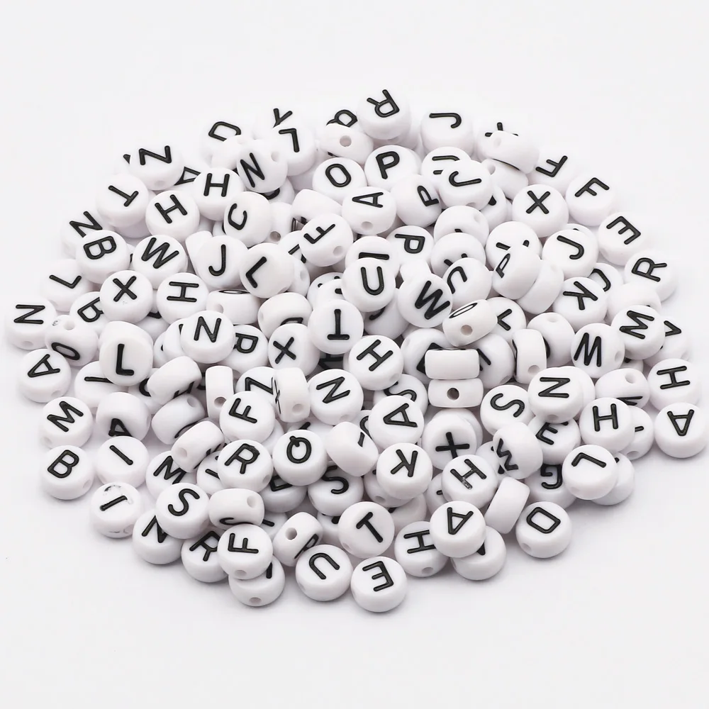 7mm Black White Mixed Letter Acrylic Beads Round Flat Alphabet Spacer Beads For Jewelry Making Handmade Diy Bracelet Necklace image 3