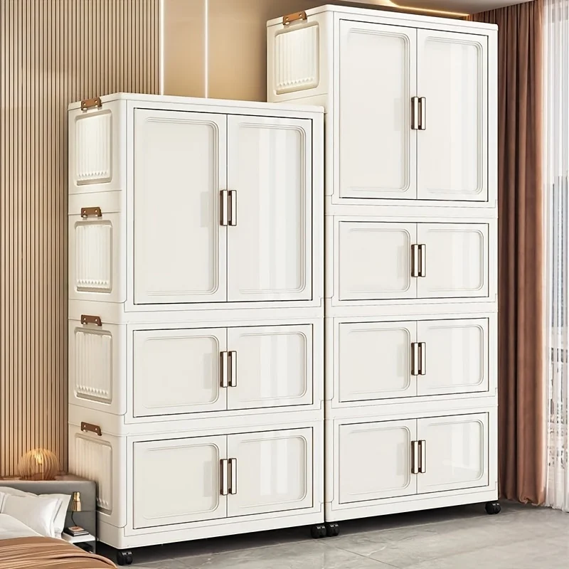 White simple wardrobe, no installation required, folding storage cabinet, toy and snack storage box, household sundries shelf 4